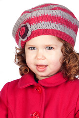 Smiling baby girl with wool cap