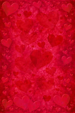 Red Valentine's Day background with hearts