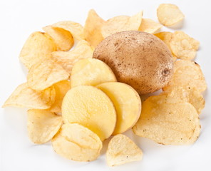 potato chips isolated on white background