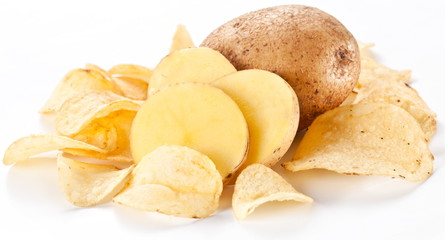 potato chips isolated on white background