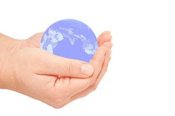 The globe in hands. Concept for environment conservation.
