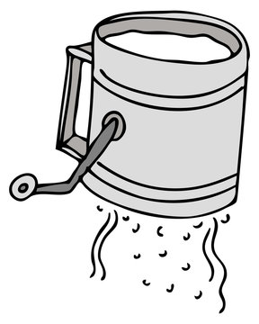 sifter with flour, gray, cartoon style clip art preview