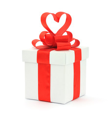 Gift box, bow and heart