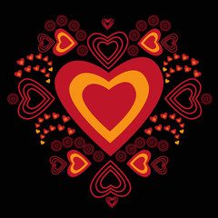Abstract Valentine's day ornament on black background