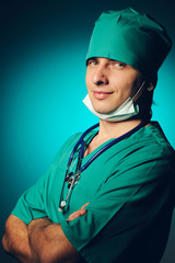 Surgeon with stethoscope