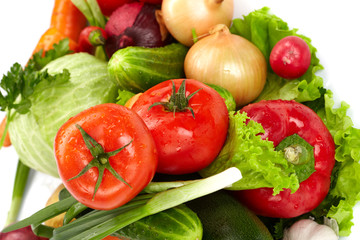 fresh vegetables on the white background
