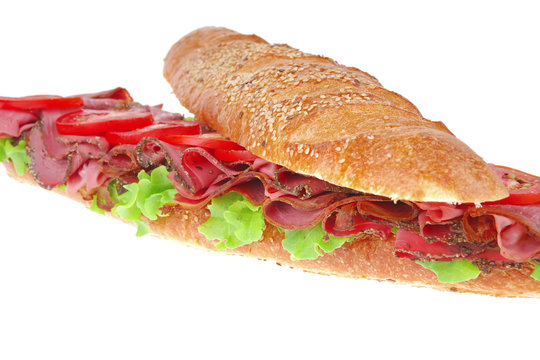baguette with smoked sausage