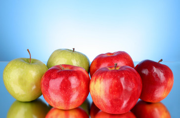 Apples on blue background
