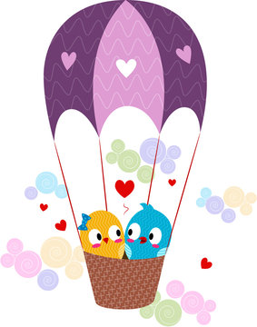 birds in hot air balloon love clip art preview