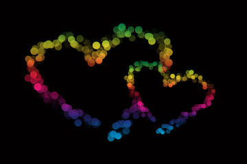 Abstract lights hearts background