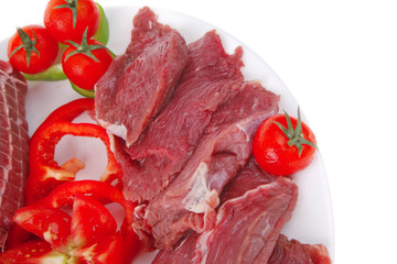 raw meat on white plate
