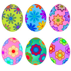Colorful Easter Eggs with Floral Design