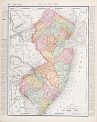 Mapa zabytkowych kolorów z New Jersey, Stany Zjednoczone, USA - 29035601