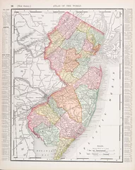 Keuken spatwand met foto Antique Vintage Color Map of New Jersey, United States, USA © qingwa