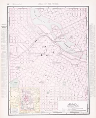 Zelfklevend Fotobehang Detailed Antique Color Street  City Map  Minneapolis, Minnesota © qingwa