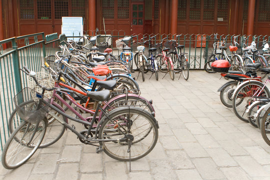 Bikes In a Row, Bicycle Parking Lot, Beijing, China
