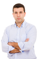 young casual man portrait, isolated on white