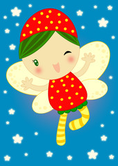 fata fragola su sfondo blu © Angela