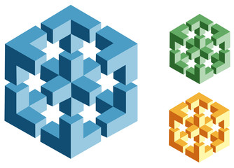 different multicolored optical illusions of unreal geometrical o