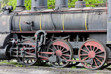 Naklejka premium detail of steam locomotive (126.014), Resavica, Serbia