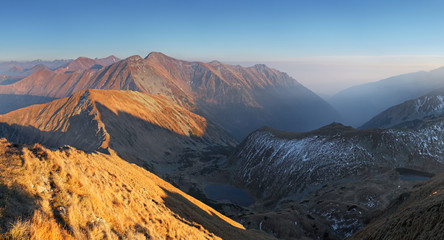 Mountain panorama from peak Volovec in West Tatras