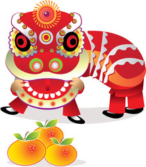 Stock Vector Illustration: Lion dance
