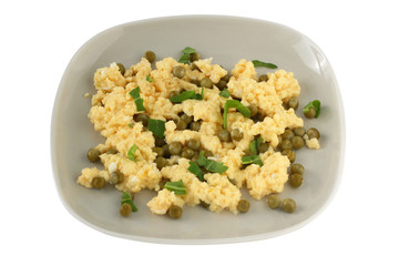 omelet with pea on a plate