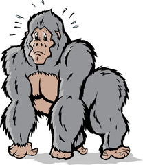 Cartoon of a Gorilla who is scared