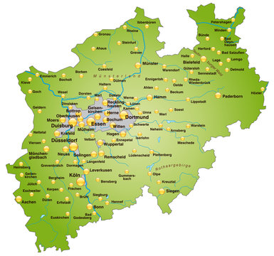 Bundesland Nordrhein-Westfalen als &Uuml;bersicht