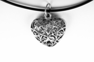 Vitnage heart necklace, Isolated on white background.