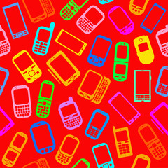 Seamless Pattern with generic Smartphones and Cellphones