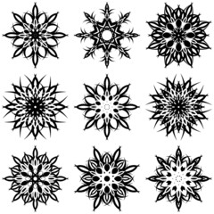 Obraz premium vector illustration of a set of snowflakes