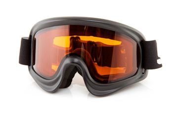 ski goggles over white background