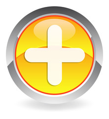 Fototapeta premium yellow plus button
