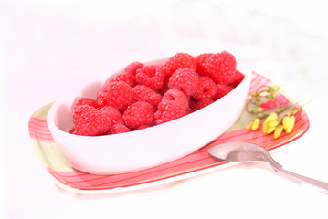 frische Himbeeren in einer Schale