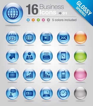 Glossy spheres - Office and Business icons 01