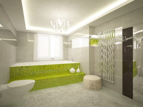 green bathroom interior