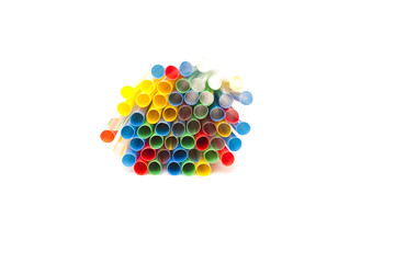 Colour straw for cocktail on the white background