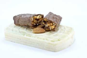 chocolate bar on waffle