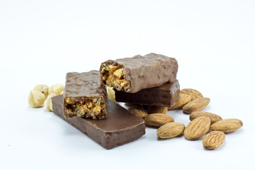 chocolate bars on white