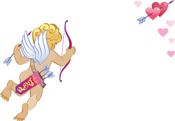 Valentine's day cupid and pink hearts