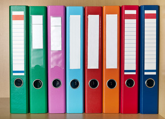 multi-colored office binders