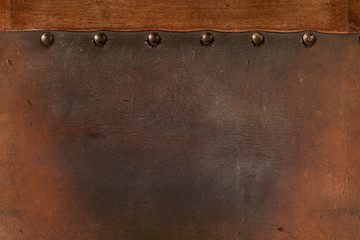 old  weathered leather tacked - obrazy, fototapety, plakaty