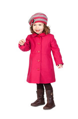 Smiling baby girl with pink coat