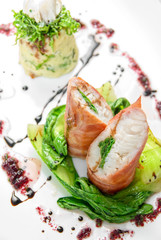 pike perch at bacon