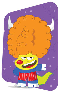 Dog with pig hand alien disco retro monster