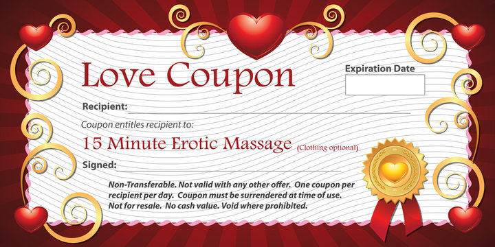Love Coupon Erotic Massage Stock Illustration