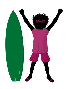 African American Beach Girl Silhouette Illustration