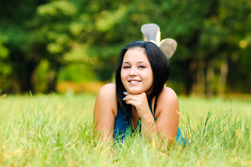 Pretty girl relaxing outdoor