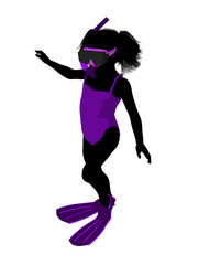 Fototapeta na wymiar Girl Snorkel Silhouette Illustration